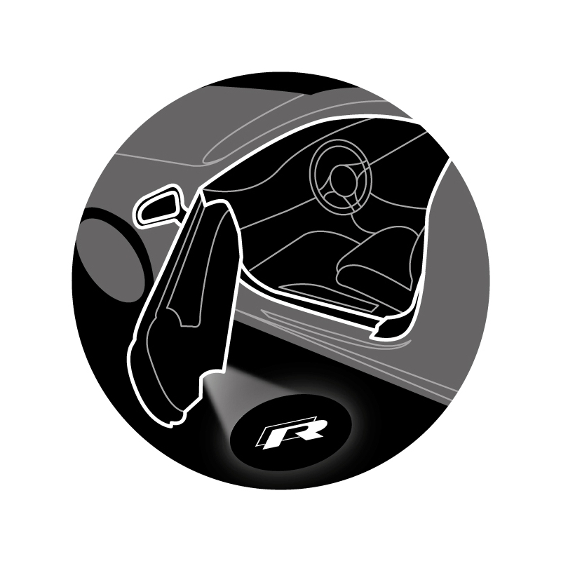 VW R Türbeleuchtung mit Logo